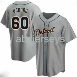 Camisa de beisebol cinza Akil Baddoo #60 costurada personalizada XS-6XL