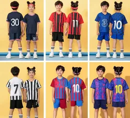 Children Youth Soccer Jerseys Uniforms Sports Clothes Kids Blank Football Sets Breathable Boys and Girls Training Shorts Sets Summer Suits for Child