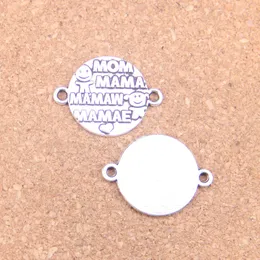 34pcs Antique Silver Bronze Plated mom mama connecotr Charms Pendant DIY Necklace Bracelet Bangle Findings 28*21mm