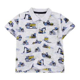 Hoppmätare Barntecknad Polo Shirts Kortärmad Grävmaskiner Skriv ut Kläder Bomull Andas Barn Mode 210529