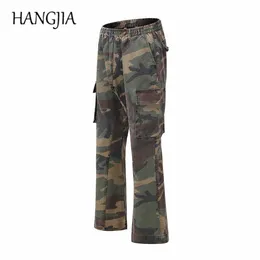 2020 Camouflage Flare Pants Fashionable Camo Cargo Pants for Men Slim Fit Camouflage Trousers Women All-match Hot Style P0811