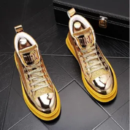 Luxury New Mäns High-Top Sneakers Casual Flats Lace-Up Skor Loafers Male Prom Hip-Hop Skateboard Zapatos Hombre
