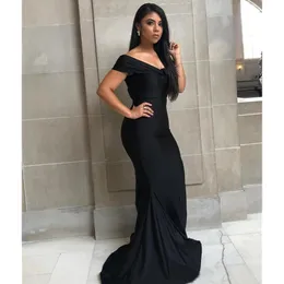 Black Mermaid Long Bridesmaid Dresses 2021 Plus Size Off Shoulder Floor length Garden Maid of Honor Wedding Party Guest Gown275F