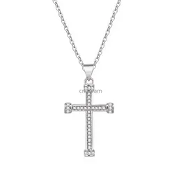 24K Gold Diamond Cross Necklace Pendant Crystal Row Halsband Kedjor Kvinnor Män tror att Kristussmycken Will och Sandy