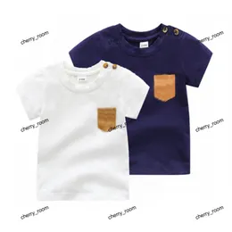 Summer Infant Boys Plaid T-shirt Designer de algodão recém-nascido bolso xadrez de mangas curtas camiseta camiseta de colarinho redondo de colarinho casual c6993