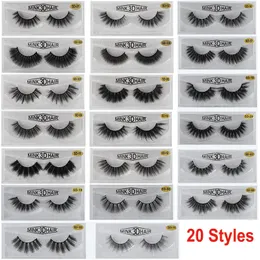3D Falso Eyelashes Faux Mink Lashes 20 Estilos Dramatic Longo Ondulado Natural Extensão 5D Eyelash Handmade Wispy Fluffy Eye Maquiagem Ferramentas de Beleza
