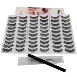 3D Fuax Mink rzęsy fałszywe rzęsy 30 pary 3styles / zestaw z pęsetą i płynnym samoprzylepnym piórem eyeliner Naturemual Długie Wismies Eyelash