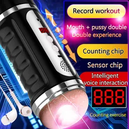 Automatisk räkning Male Masturbator Glans Övningsmedel Masturbate Cup Stön suger vibrerande för män Maskin Sex Toy X0320