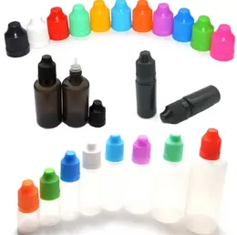 2022 Nya mjuka plastdropparflaskor 20ml tomma nålflaskor med barnsäker säkerhetslock och lång tunt spetsögonfall E-vätskeflaska