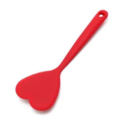 Tårta silikon spatel redskap röd hjärta form sked bakning bakverk spatulas skrapa non-stick matlagning skovel sn3857