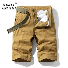2021 New Spring Summer Men Cotton Print Pantaloncini cargo Abbigliamento a righe Jeans Solid Casual Denim Social Beach Pantaloni vestibilità rilassata X0705