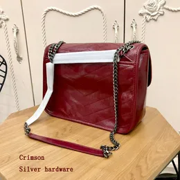 2021 Kvinnor Luxurys Designers Väskor Retro Distressed Handväska Modig Läder Tote Crossbody Bag Chain Totes Handväskor Storlek: 22cm 28cm