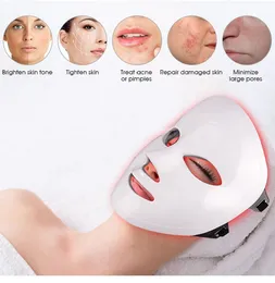 Портативные перезаряжаемые 7 цветов Светодиодная световая терапия Маска для лица для омоложения кожи