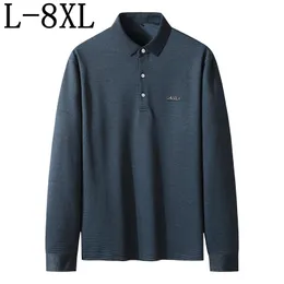 Polo da uomo Taglia 8XL 7XL 6XL 2021 Autunno Camicia oversize da uomo Camicie da lavoro Manica lunga Allentato Homme di alta qualità