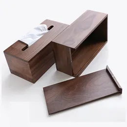 木製のティッシュボックスカバー長方形のティッシュホールダー/ナプキンディスペンサー用バスルームダイニングテーブルベッドルームオフィス