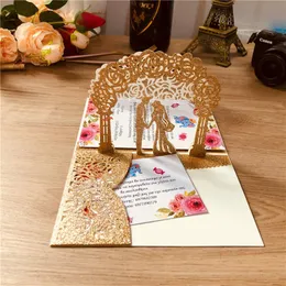 Greeting Cards 50 Pcs European-style Laser Cut Wedding Invitations 3D Creative Birthday Party Invitation Custom