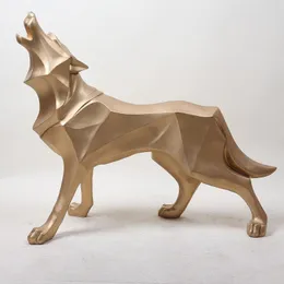 装飾的なオブジェクト置物の家の装飾的な彫像彫刻家の装飾リビングルーム樹脂抽象的なオオカミ幾何学的動物現代美術