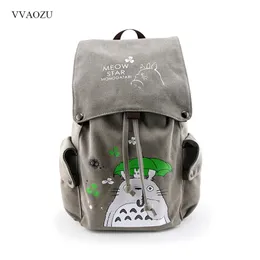 Totoro Canvas Backpack Travel SchoolBag Sword Art Online Attack na Titan Duży Rucksack Ramię Torba Szkolna Mochila Escolar 210323