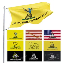 Dont Tread On Me Flagga 90 x 150 cm 3 * 5 fot anpassade banner metallhål Grommets USA kan anpassas