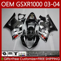 Injection mold Body For SUZUKI GSX-R1000 GSXR 1000 CC GSXR-1000 K 3 2003-2004 Bodywork 67No.7 K3 1000CC GSXR1000 03 04 GSX R1000 2003 2004 OEM Fairings kit grey black stock