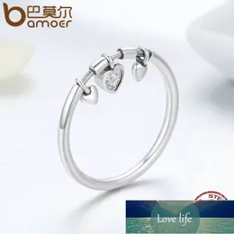 Bamoer 925 Ayar Gümüş Işıltılı Kalp Temizle CZ Anel Kadın Yüzük Kadınlar Düğün Nişan Takı SCR215 Fabrika Fiyat Uzman Tasarım Kalitesi Son Stil