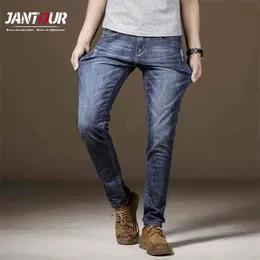 Vår sommar män bomull jeans män sträcka casual skinny denim jean mjuk vintage blå streetwear märke byxa byxor 210716