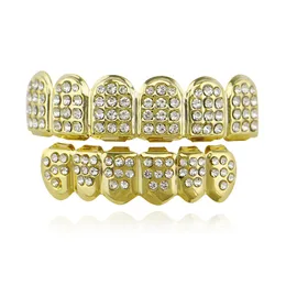 gas utomhus grillar grillz tandkropp juvelrygold hip hop is ut cz diamanter topp sier hiphop smycken guld tänder rhinestone topbottom set shin