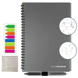 SÌ A5 Smart Notebook riutilizzabile Cancellabile Wirebound Cloud Storage App Paperless Impermeabile Hardcover Libro del diario Regali 210611