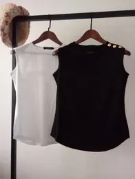 Spring Summer Designer Tank Tops Women Stamping Letters Cotton Gold Buckle Arc Hem Sleeveless T Shirt Vest Ladies