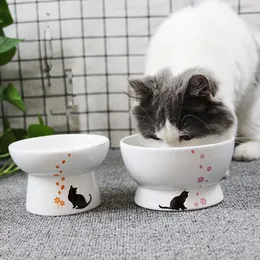 Lovely Pet Feeder Bowl Cartoon Shape High-foot Single Mouth Skidproof Ceramic Dog Cat Food Bowl Pet Products Drinking Bowl Y200922