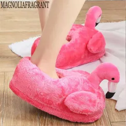 Winter lovely Home Slippers Chausson Shoe Flamingo slippers pantuflas unicornio pantoufle femme Warm Cotton hy24 210928