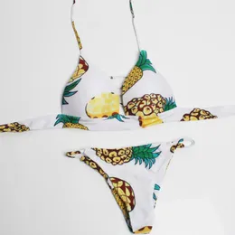 Menas de banho feminina Bikini Hollow-Out para comércio exterior em 2021 vendendo rapidamente o abacaxi impresso Birkini