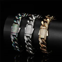 Europa i Ameryka Bransoletka Bransoletka Linki 12 mm 7/8/9 cala Gold Stated Stali Stal Cuban Cuban Bracelets for Men Nice Gift