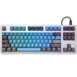 taihao pbt double s keycaps diy gaming mechanical keyboard Backlit Caps oem profile light through Deep Forest Blue Green