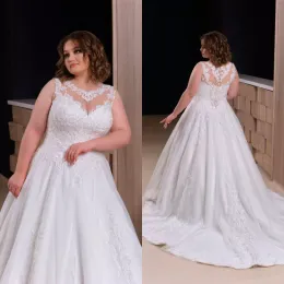 2022 Plus Size Bohemian Wedding Dresses V Neck Appliqued Sleeveless Beach Bridal Gown Ruffle Sweep Train Custom Made Abiti Da Sposa CG001