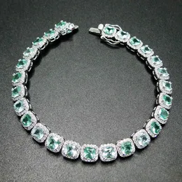 100% 925 pulseira de prata esterlina tanzanite spinel verde 5mm mulheres pulseira para presente 210524
