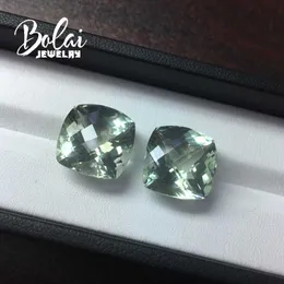 Bolaijewelry,100%natural green amethyst cushion14.0mm 2pcs/23.25ct for silver jewelry mounting and Do It Yourself jewelry H1015