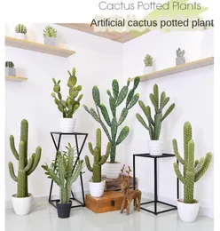 Decorative Flowers & Wreaths PU Simulation Cactus Potted Landscape Home Store Decoracion Tropical Desert Artificial Faux Plants Greenery Jun