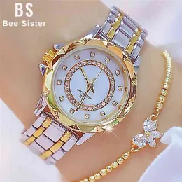 Diamond Women Se lyxiga märke Eleganta damer Klockor Rose Gold Clock Armbandsur för Kvinnor Relogio Feminino 210527