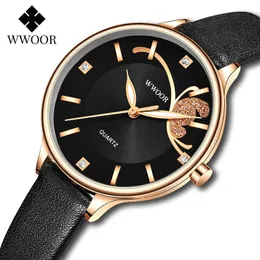 WWOOR Uhren für Frauen Mode Schwarz Quarzuhr Top Marke Luxus Daimond Damen Kleid Armbanduhren Relogio feminino 210527