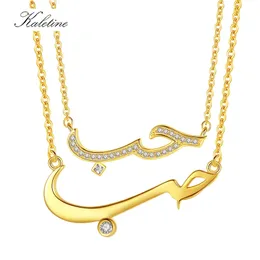 KALETINE Arabic Bff Friendship CZ Love 925 Sterling Silver Necklace Statement Pendant Collar Chain Women Jewelry Gift 210721