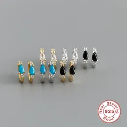 Aide 925 Sterling Silver Zircon Hoop Earring Luxury European American Bohemia Turquoise for Women Ladies Jewerly Gift Huggie