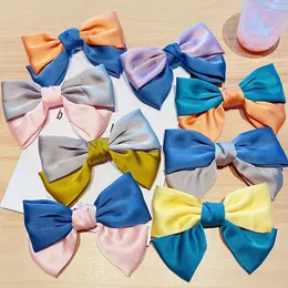 Kobiety Dziewczyny Eleganckie Szyfonowe Dwa Kolory Patchwork Big Bow Hair Klipy Słodki Pałąk Heatpins Moda Akcesoria do włosów