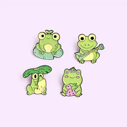 Cute Cartoon Enamel Frog Brooches pins badge Animal Brooch Lapel pin for women children fashion jewelry gift will and sandy