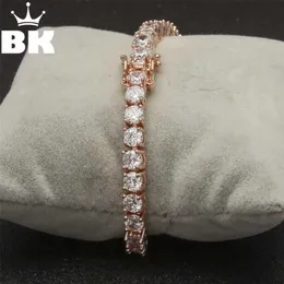 5mm Rose Gold Color CZ Tennis Armband Hip Hop Koppar Iced Out Cubic Zirconia Smycken för män Kvinnor 211124