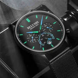 Belushi New Fashion Mens Klockor Top Luxury Brand Sport Quartz Lysande Vattentät Kronograf Armbandsur Mens Klockor 210329