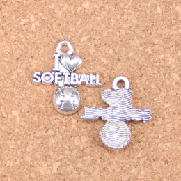 86 adet Antik Gümüş Bronz Kaplama I Aşk Softball Charms Kolye DIY Kolye Bilezik Bileklik Bulguları 21 * 19mm