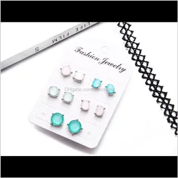 Jewelry Drop Delivery 2021 Blingbling Products Simple Fashion Geometric Zircon Multicolor Colorful Set 5 Pairs Of Stud Earrings Eub Rv1J7