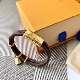 Fashion Classical Round Brown Bangle PU Leather Lock Bracelet with Metal Lock Head Designer Bracelets In Gift Retail Box Stock SL05