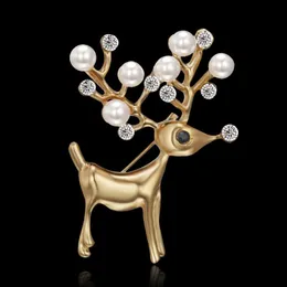 Pins, Brooches Reindeer Brooch Christmas Pearl Animal Head Deer Pin Jewelry Accessories